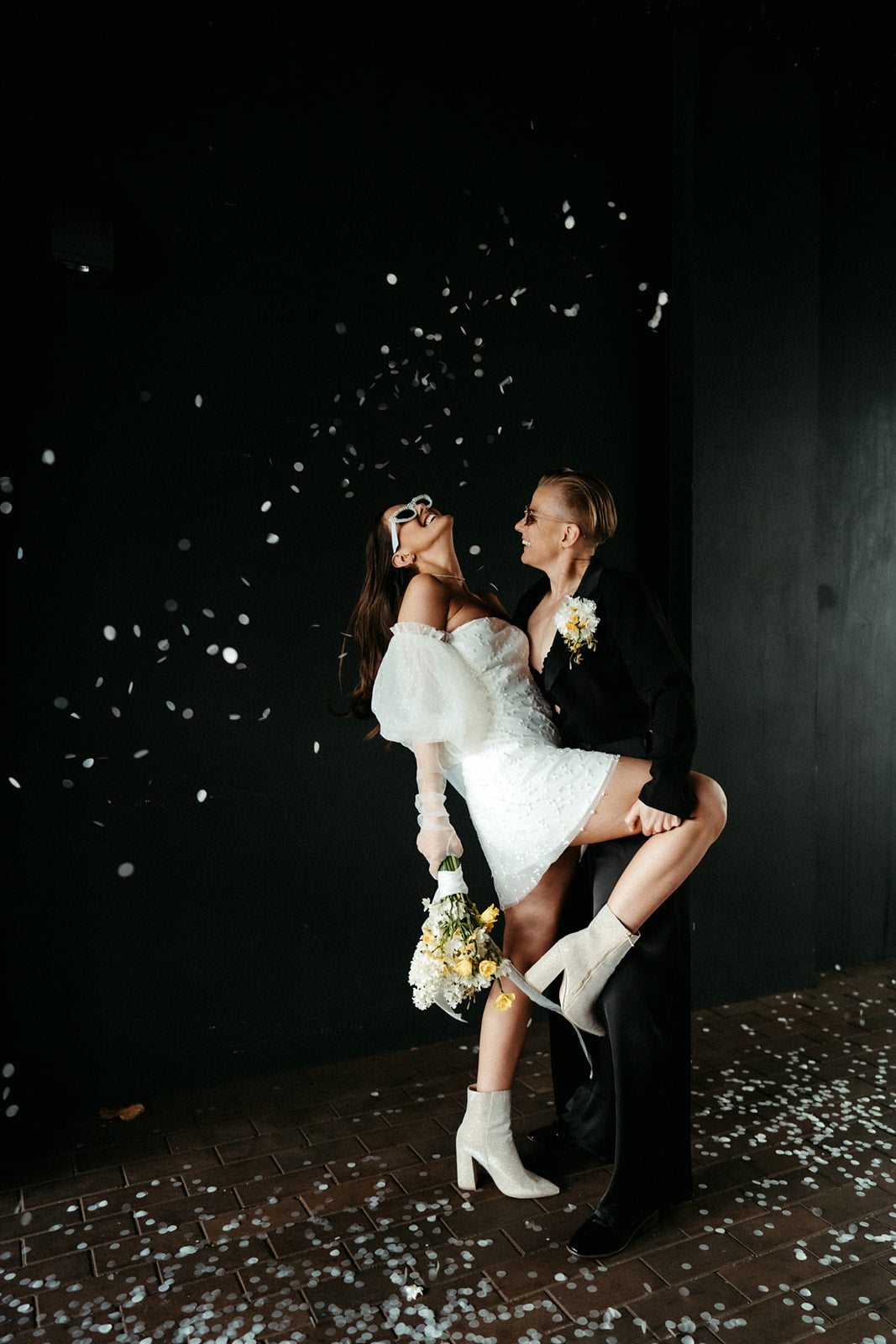 Ilka - Confetti Mini Bridal Dress - Sample